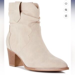 Time and Tru Women Beige Western Ankle Pull On Block Heel Slouch Boots SZ10 New
